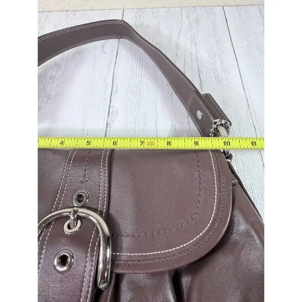 Coach Soho Y2K Rich Brown Buckle Flap Pleated Leather Shoulder Bag Purse F15204